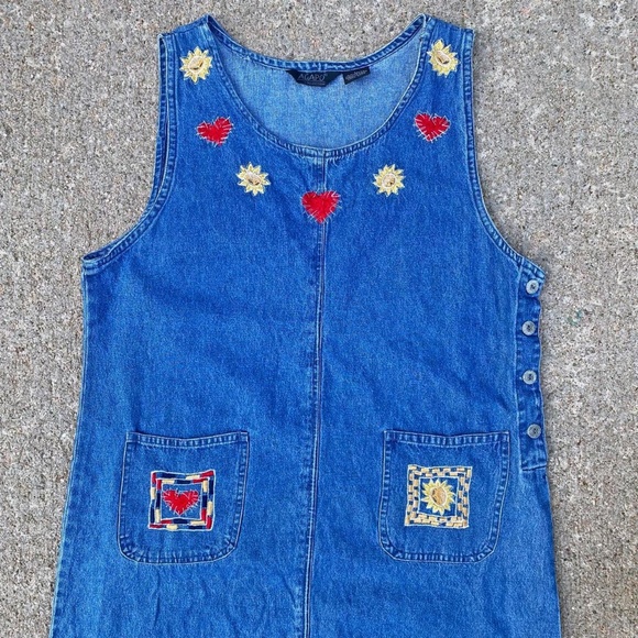 Vintage 1990's Denim Patchwork Maxi Sun Dress - Picture 3 of 4